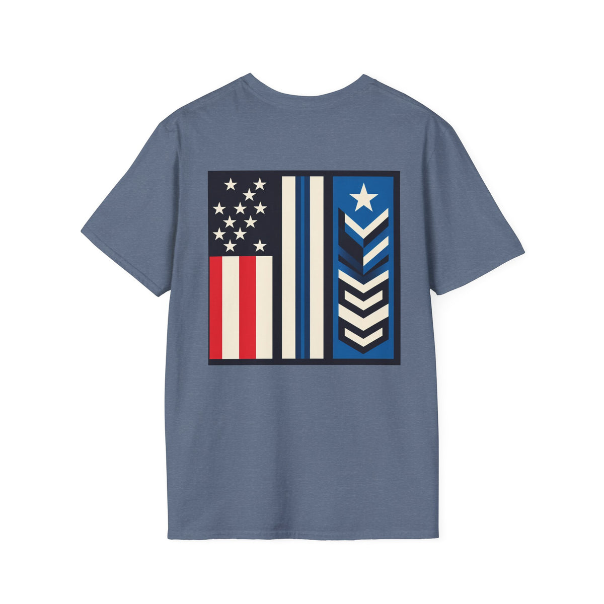 White patriotic unisex T-shirt by Printify featuring "We Drive America's Economy" design on the front.