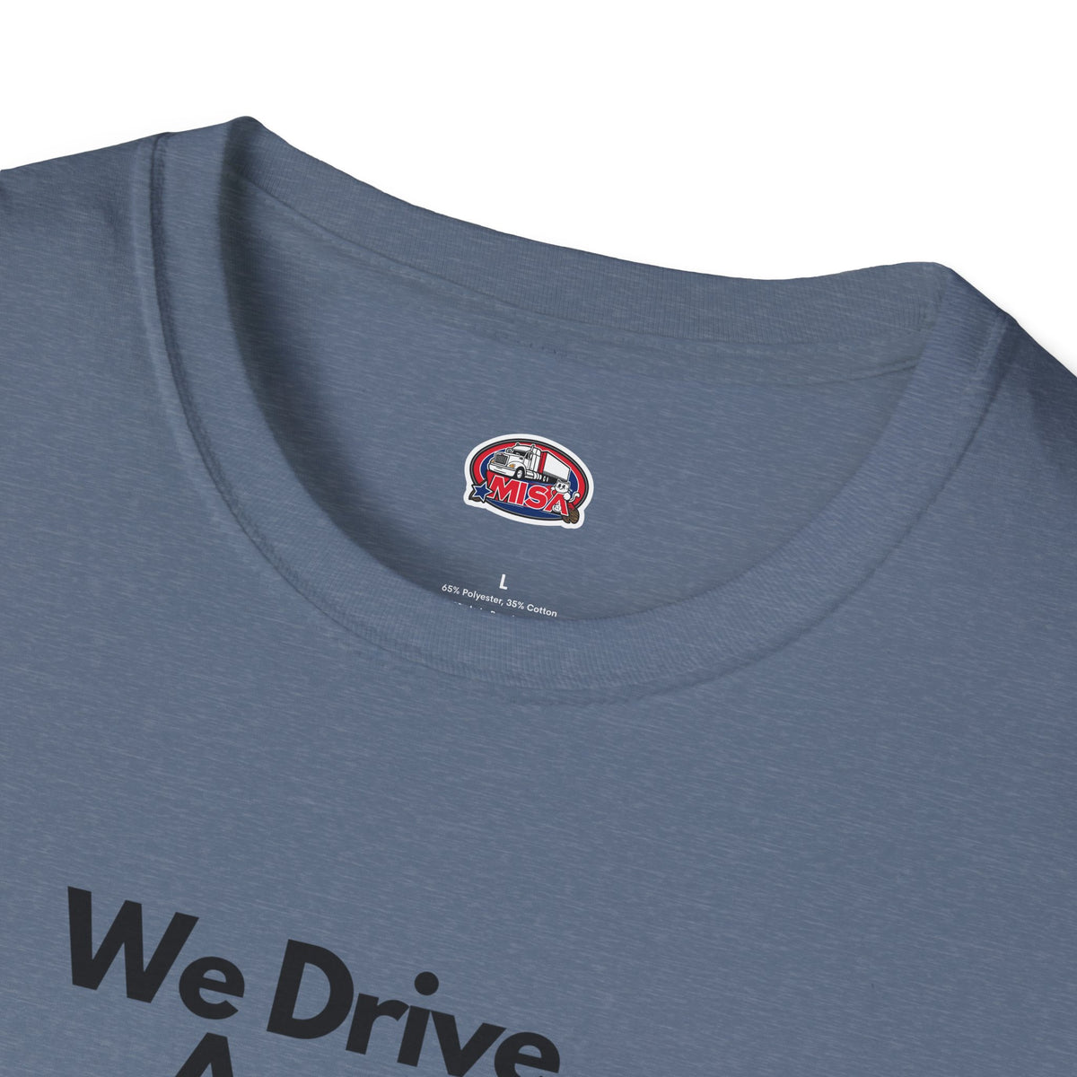 White unisex patriotic T-shirt by Printify featuring "We Drive America's Economy" design, casual fit and American flag graphics.