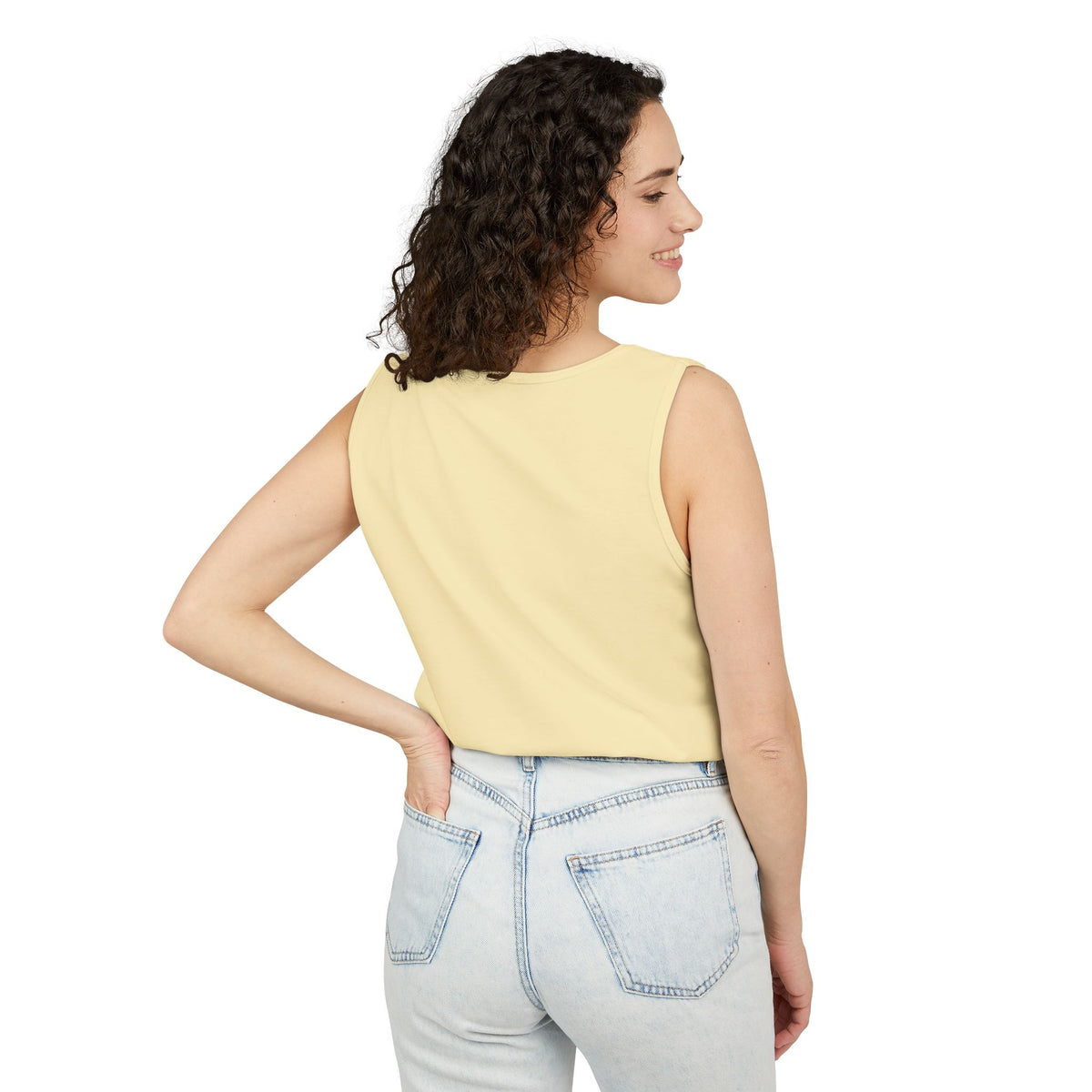 Chambray trucking humor tank top by Printify featuring the phrase "I'll Sleep When I'm Done" on the front.