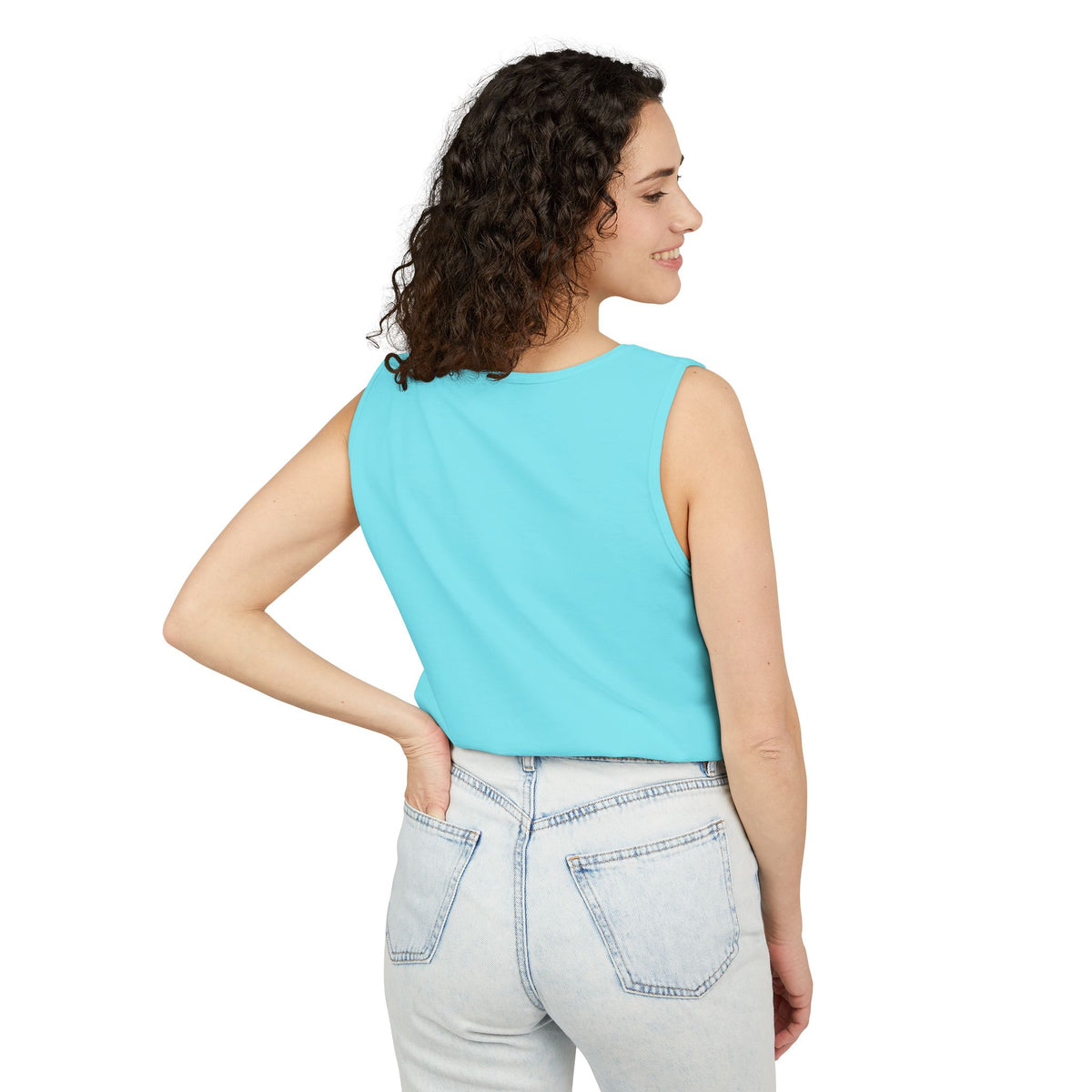 Chambray trucking humor tank top by Printify featuring the slogan "I'll Sleep When I'm Done" on a casual sleeveless shirt.