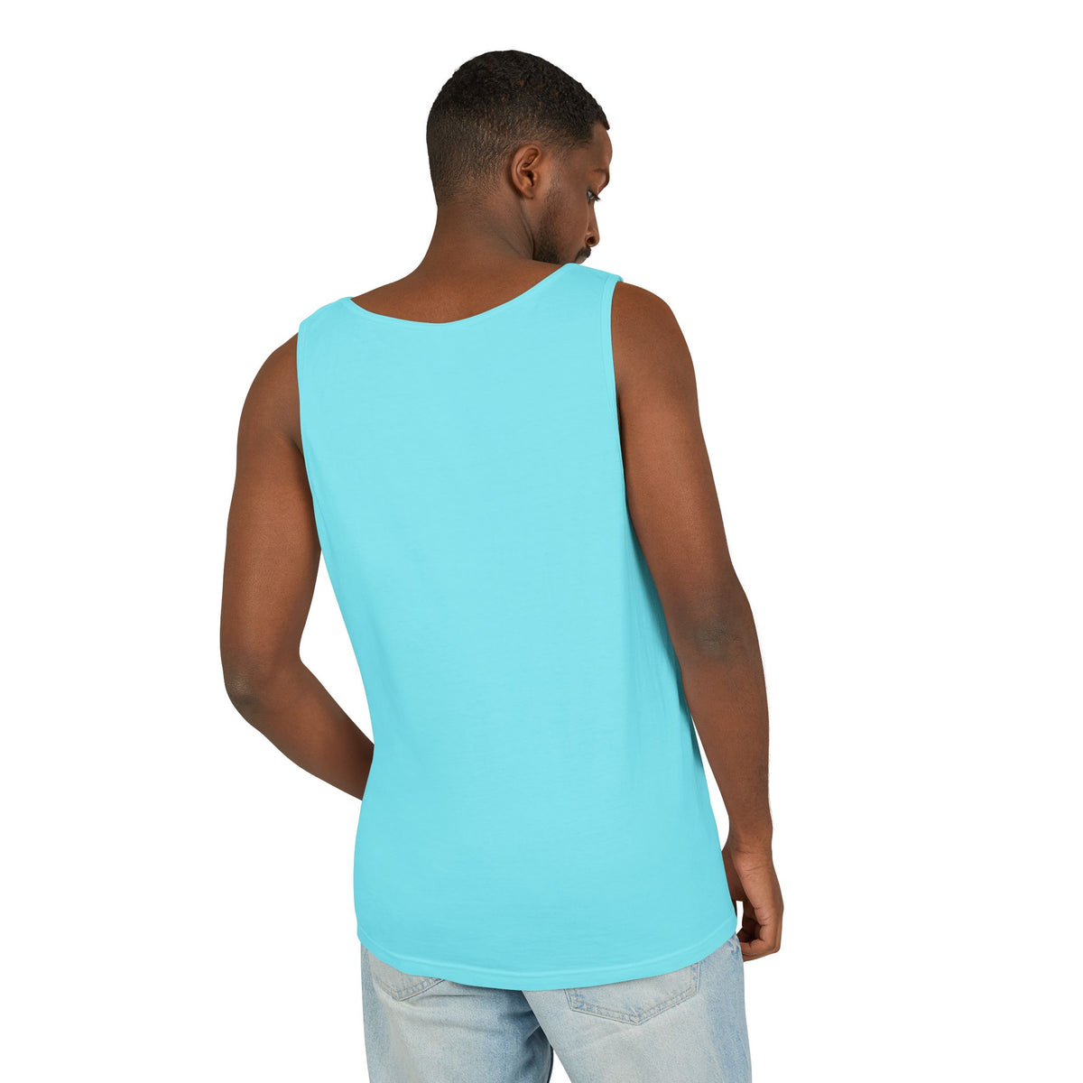 Chambray trucking humor tank top by Printify with bold "I'll Sleep When I'm Done" slogan, casual sleeveless design for truck enthusiasts.