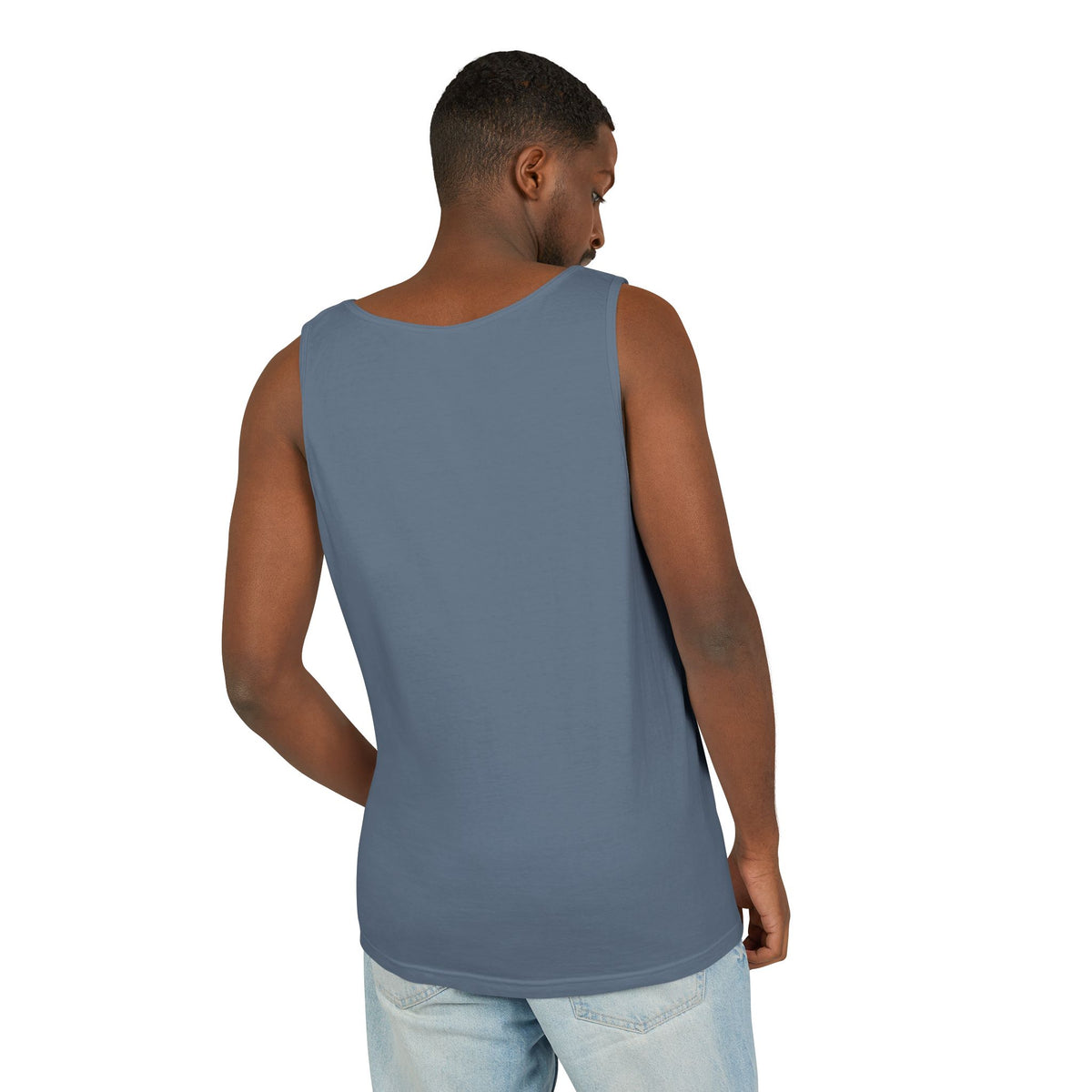Chambray trucking humor tank top from Printify with "I'll Sleep When I'm Done" slogan, casual sleeveless design for truck enthusiasts.