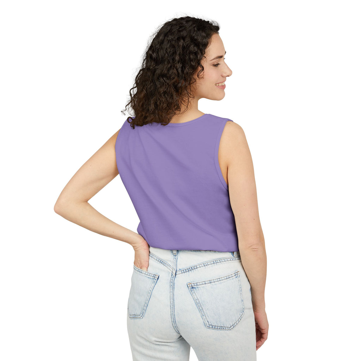 Chambray trucking humor tank top by Printify featuring the phrase "I'll Sleep When I'm Done" on a casual sleeveless shirt.