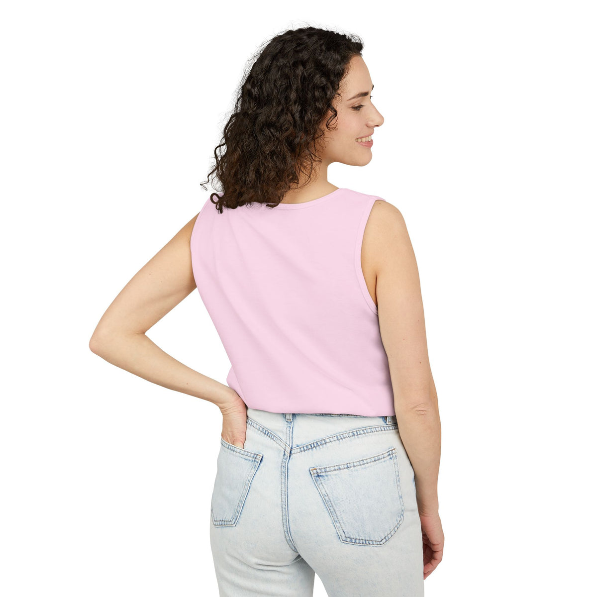 Chambray trucking humor tank top by Printify with "I'll Sleep When I'm Done" slogan, casual sleeveless design, XS size.