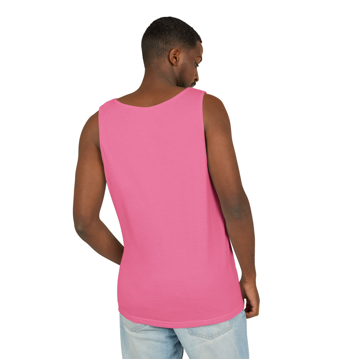 Chambray trucking humor tank top from Printify with "I'll Sleep When I'm Done" slogan, casual sleeveless style.