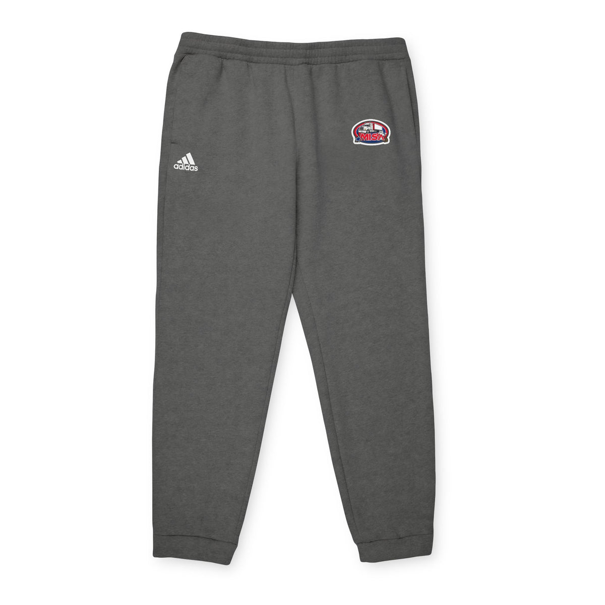 Black adidas unisex fleece joggers featuring a relaxed fit, comfortable athleisure trousers for casual wear and exercise.
