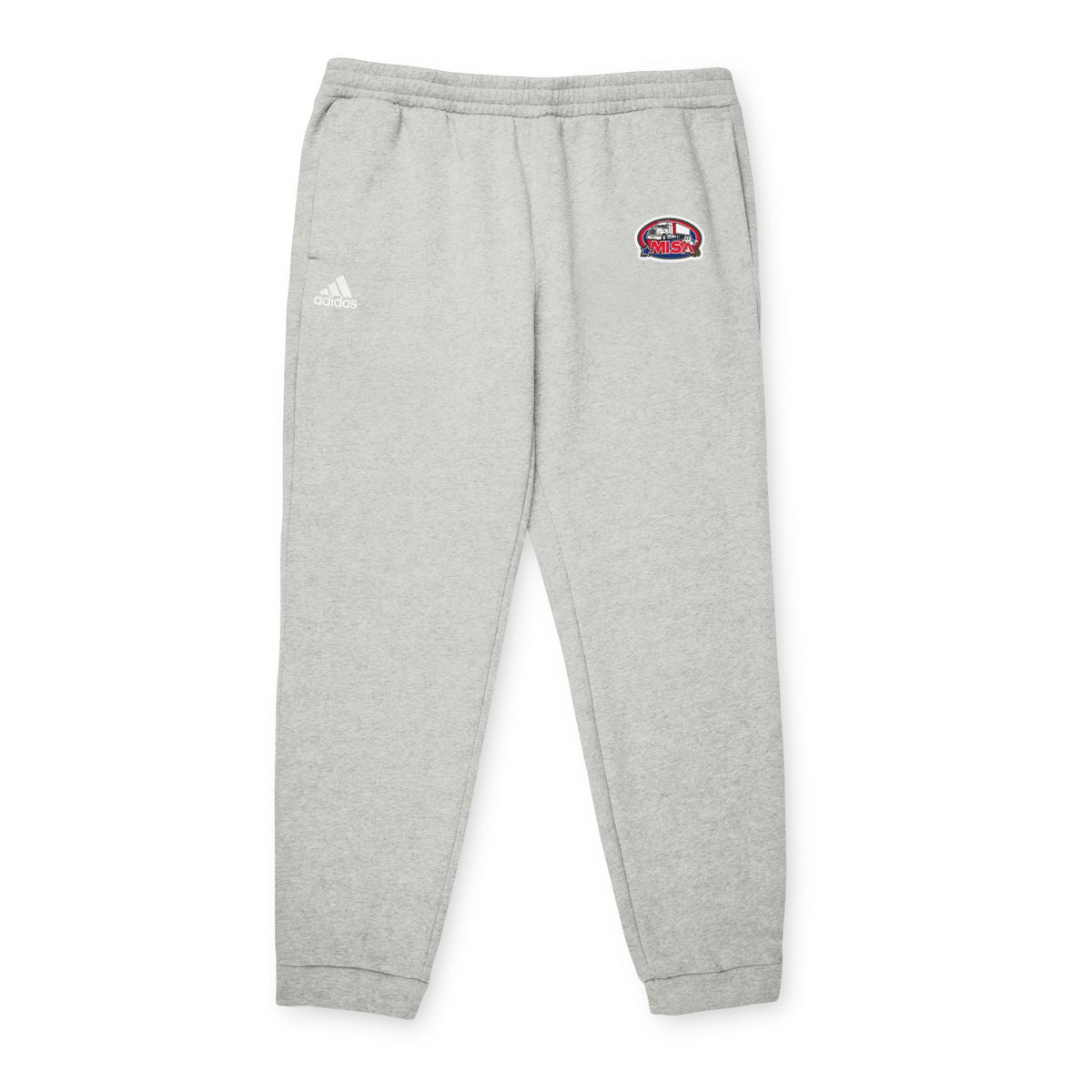 Black adidas unisex fleece joggers, comfortable athleisure trousers with elastic waistband and relaxed fit for casual wear.