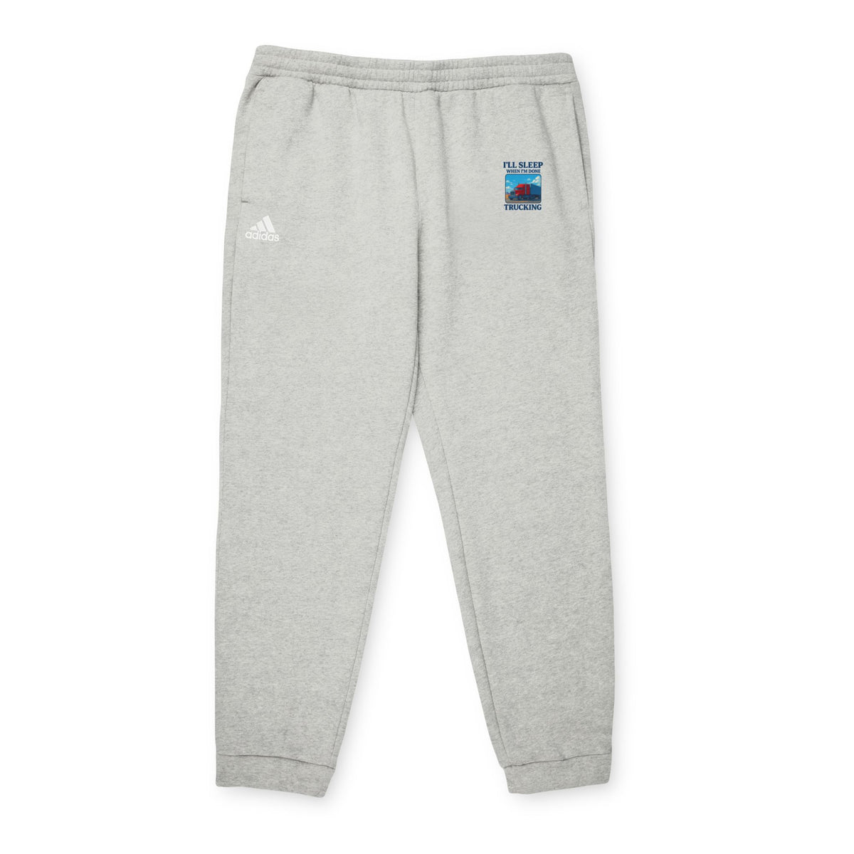 Grey Heather Adidas unisex fleece joggers, cozy trousers ideal for relaxing and active days, made by Printify.